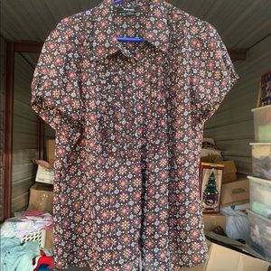 Style & Co sheer blouse 16w black with design